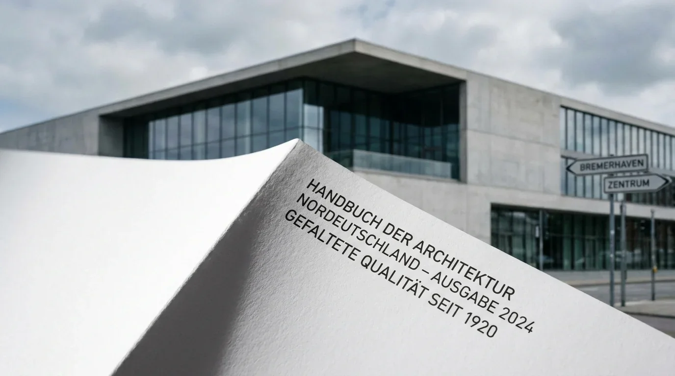 Detail einer gefalzten Kante auf hochwertigem Papier