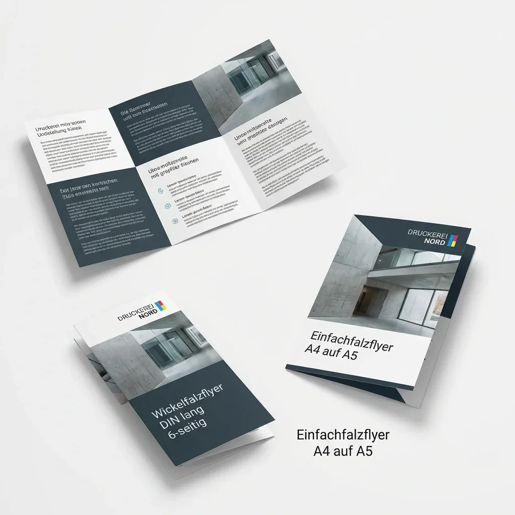 Falzflyer Wickelfalz und Einfachfalz