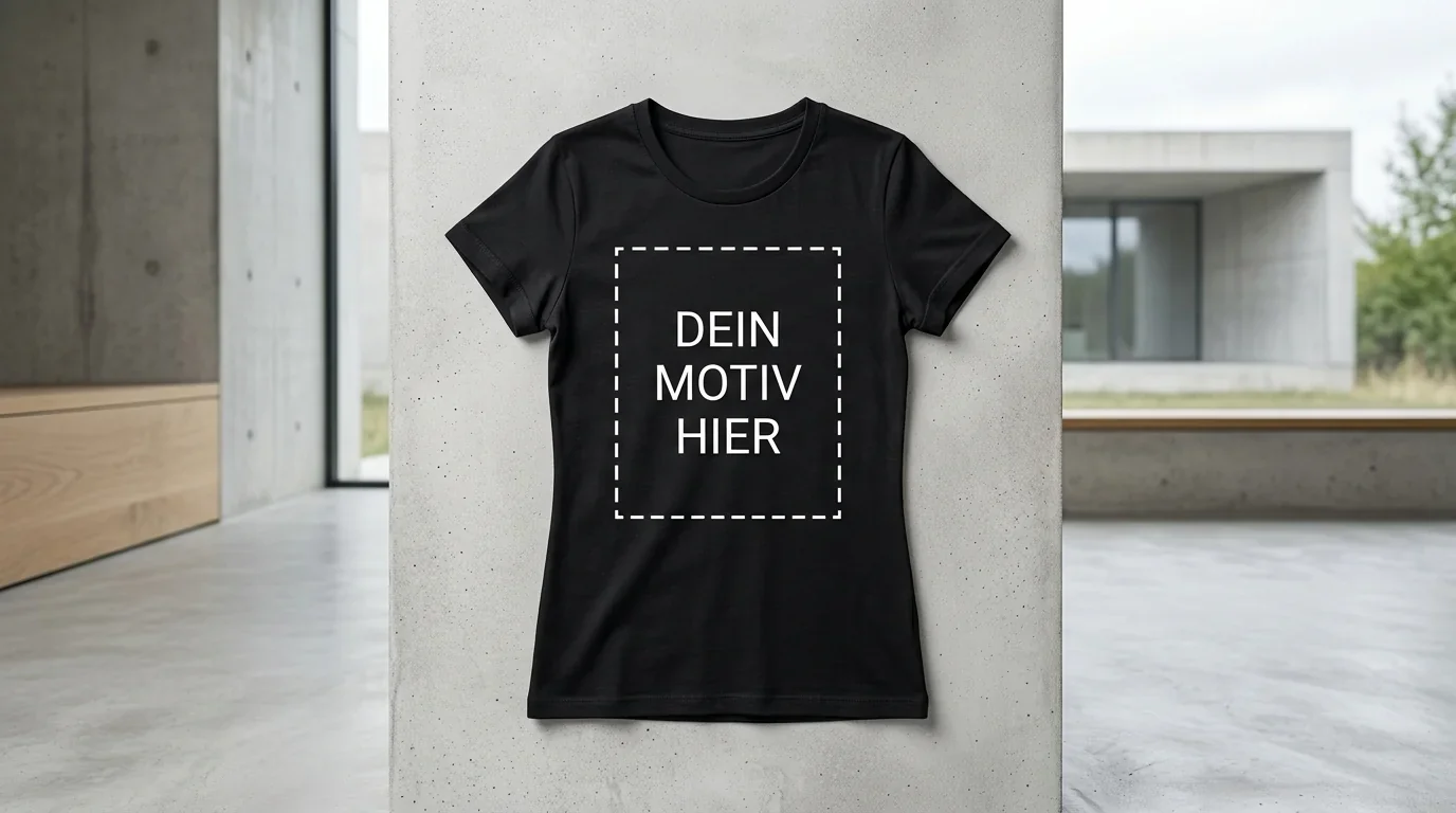Damen-T-Shirt DTF Druck schwarz