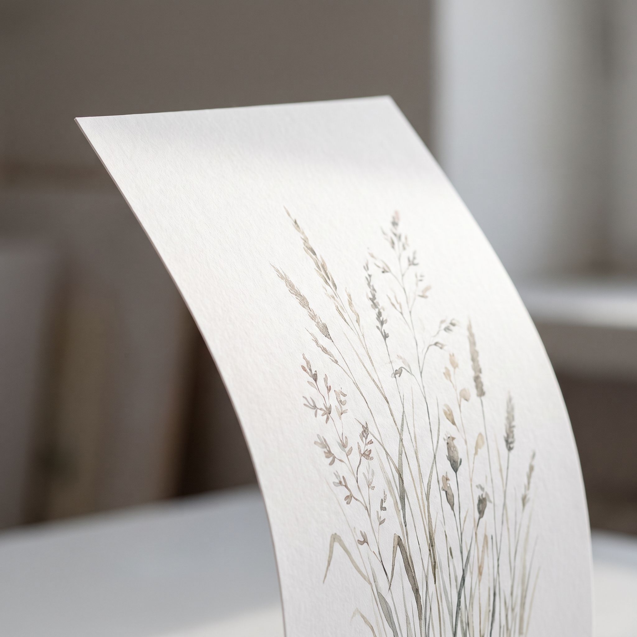 Nahaufnahme: Karte aus 160 g Naturpapier, ungestrichen und leicht biegsam (KI-generierte Darstellung)