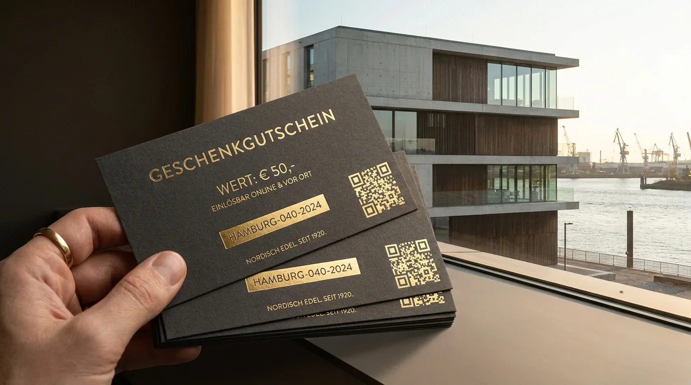 Personalisierte Gutscheine mit Gold-Code – Sleeking Lübeck